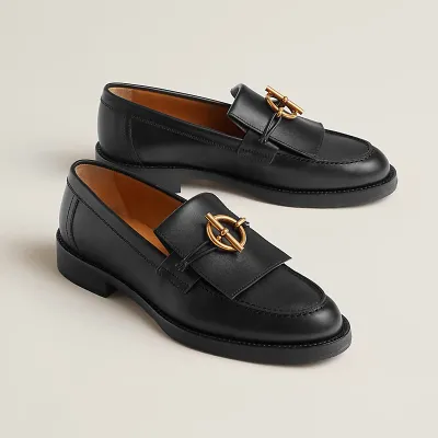 HERMES Impact Black Loafers