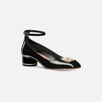 Dior black chunky heels square head high heels shoes