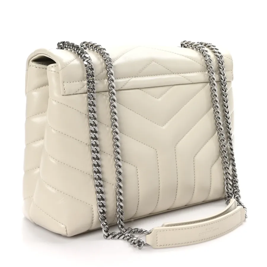 Saint Laurent Small Loulou Chain Satchel Crema Soft Y-Quilted Monogram Calfskin Leather Gold Hardware