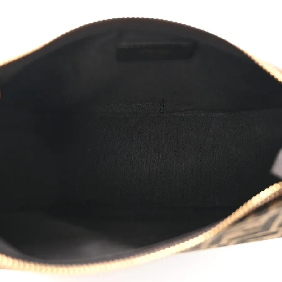 Fendi Small FF 1974 Fendigraphy Hobo Bag Tobacco/Moro/Ebano Jacquard Fabric & Grace Vitello Leather Gold Hardware