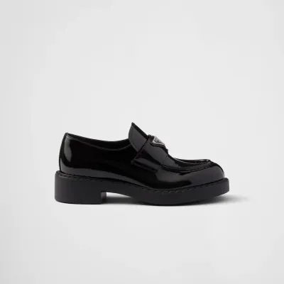 PRADA Black Chocolate patent leather loafers