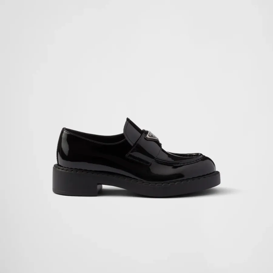 PRADA Black Chocolate patent leather loafers