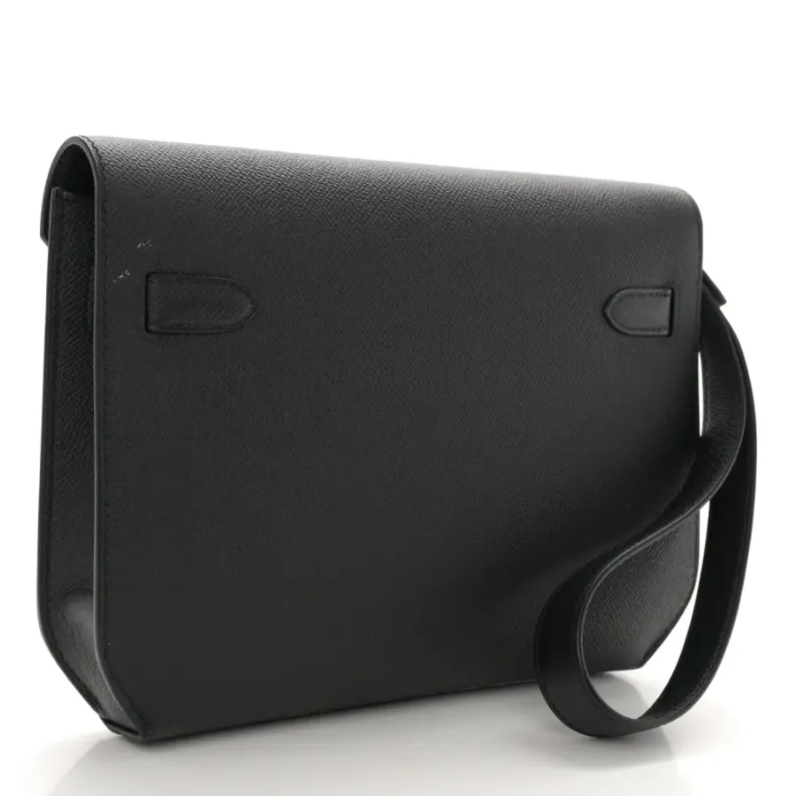 Hermès Kelly Dépêches 25 Pouch Black Epsom Leather Palladium Hardware