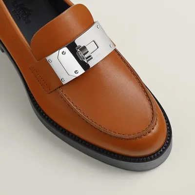 HERMES Hot Brown Loafers