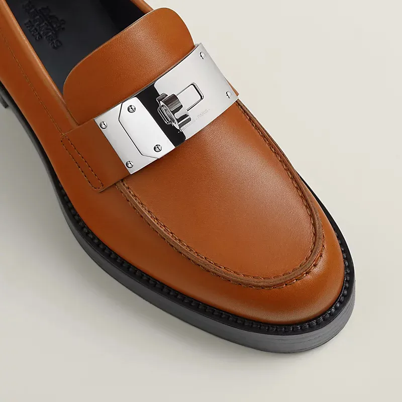 HERMES Hot Brown Loafers