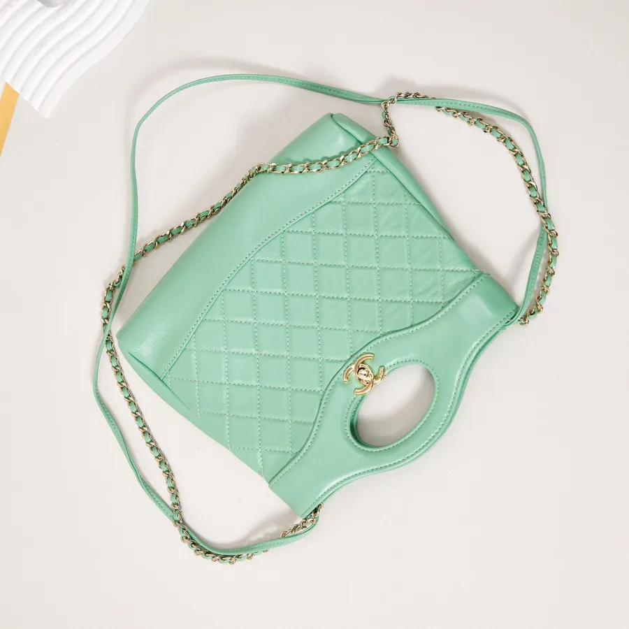 Chanel Oil Wax Leather Green Crossbody Bags