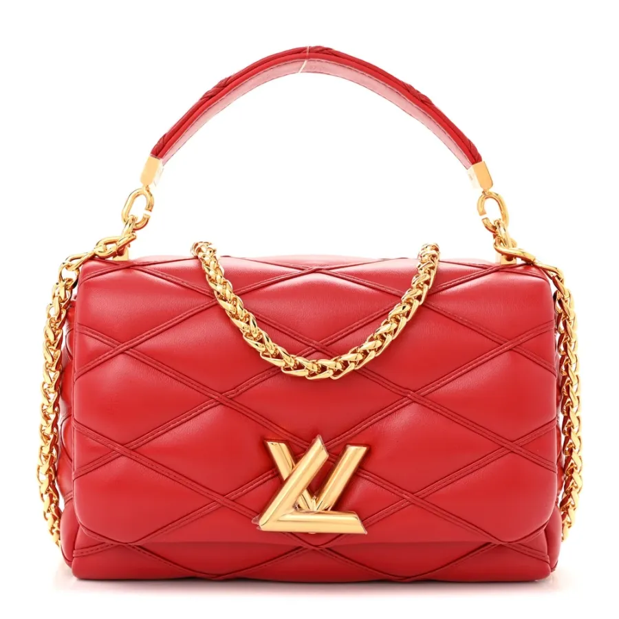 Louis Vuitton Malletage Top Handle GO-14 MM Rouge Lambskin Leather Gold Hardware