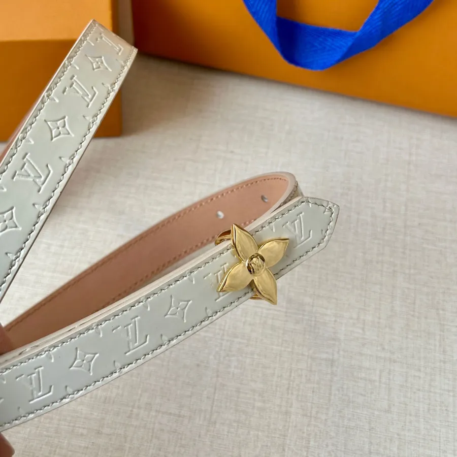 Louis Vuitton Women's Flowergram Reversible Belt In Black/White/Blue Monogram Reverse Canvas With Gold/Silver Hardware 20mm