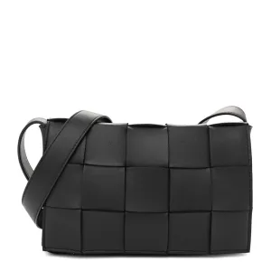 Bottega Veneta Maxi Intrecciato Cassette Crossbody Bag Black Lambskin Leather