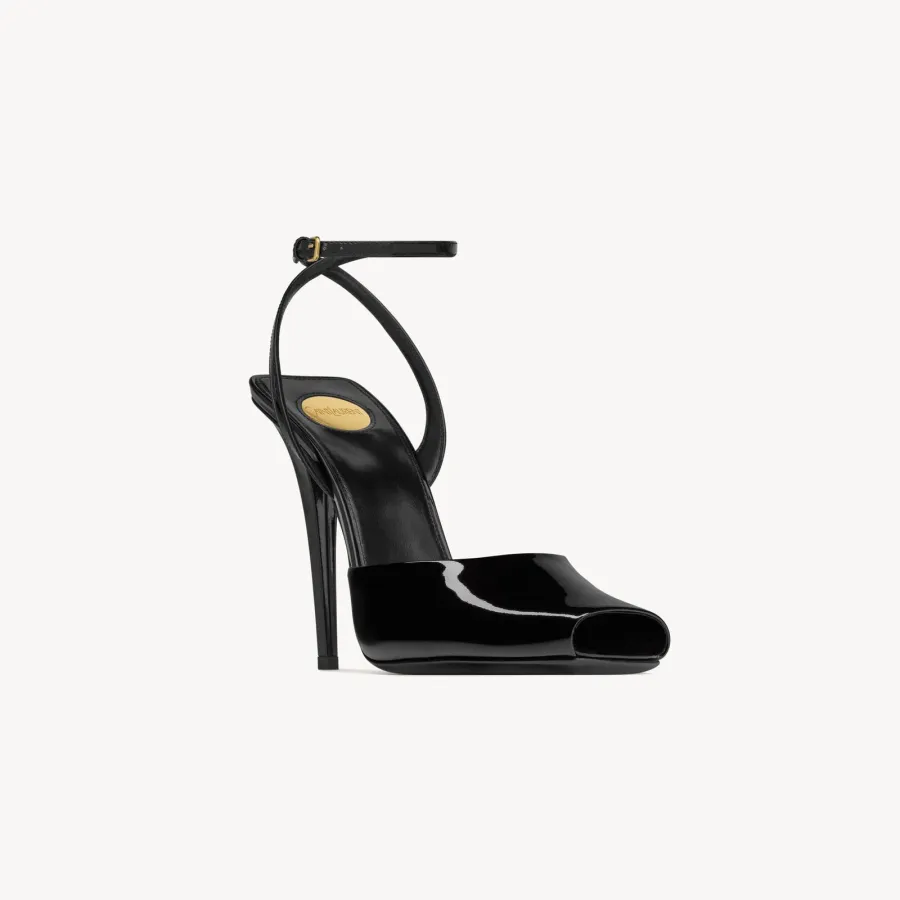 Yves Saint Laurent Black patent leather sandals with high heels