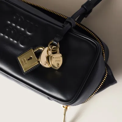 Miu Miu Calfskin Leather Beau Black Top-Handle Bags