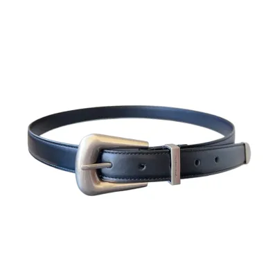 Saint Laurent Folk Buckle Belt In Black/White/Brown Smooth Leather With Gold/Silver Hardware 25mm