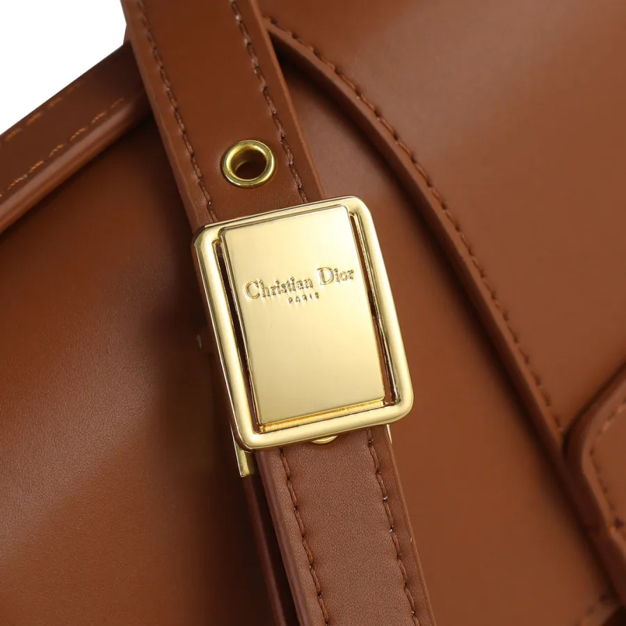 Dior 30 Montaigne Bag In Dark Bronze/Beige/White/Black Box Calfskin Gold Hardware