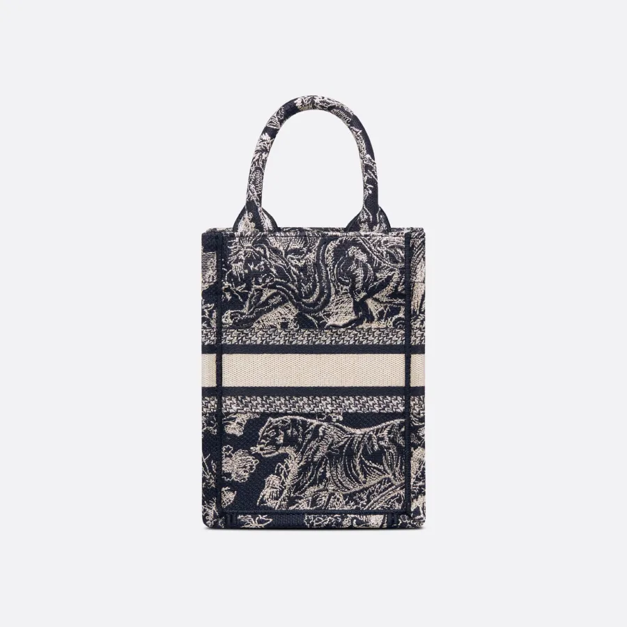 Dior Mini Dior Book Tote Toile De Jouy Dioriviera Blue Reverse Embroidered Canvas
