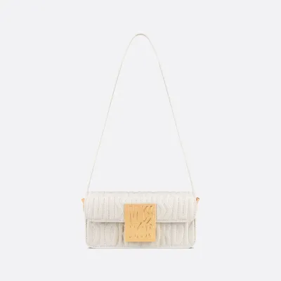 Dior Miss Dior Flap Bag In White Quilted Miss Dior Allover Calfskin With Gold Hardware