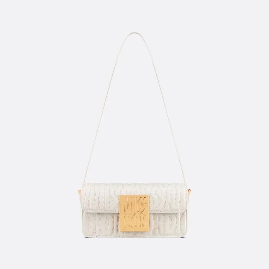 Dior Miss Dior Flap Bag In White Quilted Miss Dior Allover Calfskin With Gold Hardware