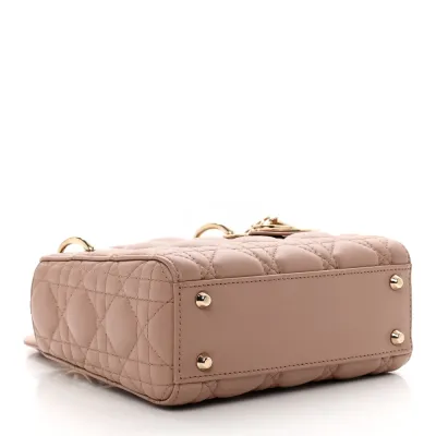 Dior Mini Lady Dior Fard Cannage Lambskin Leather Light Gold Hardware