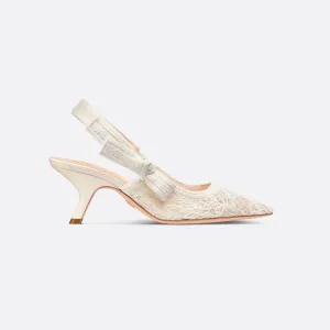 Dior beige white pointy embroidered stiletto heels