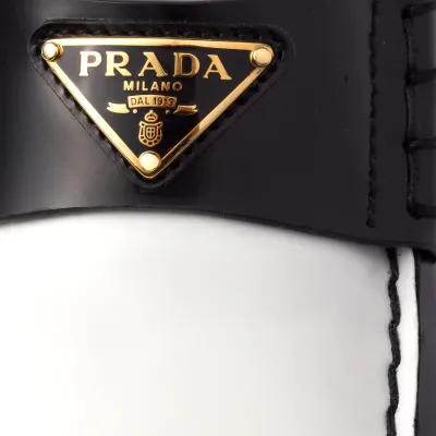 PRADA Two-tone shiny leather loafers