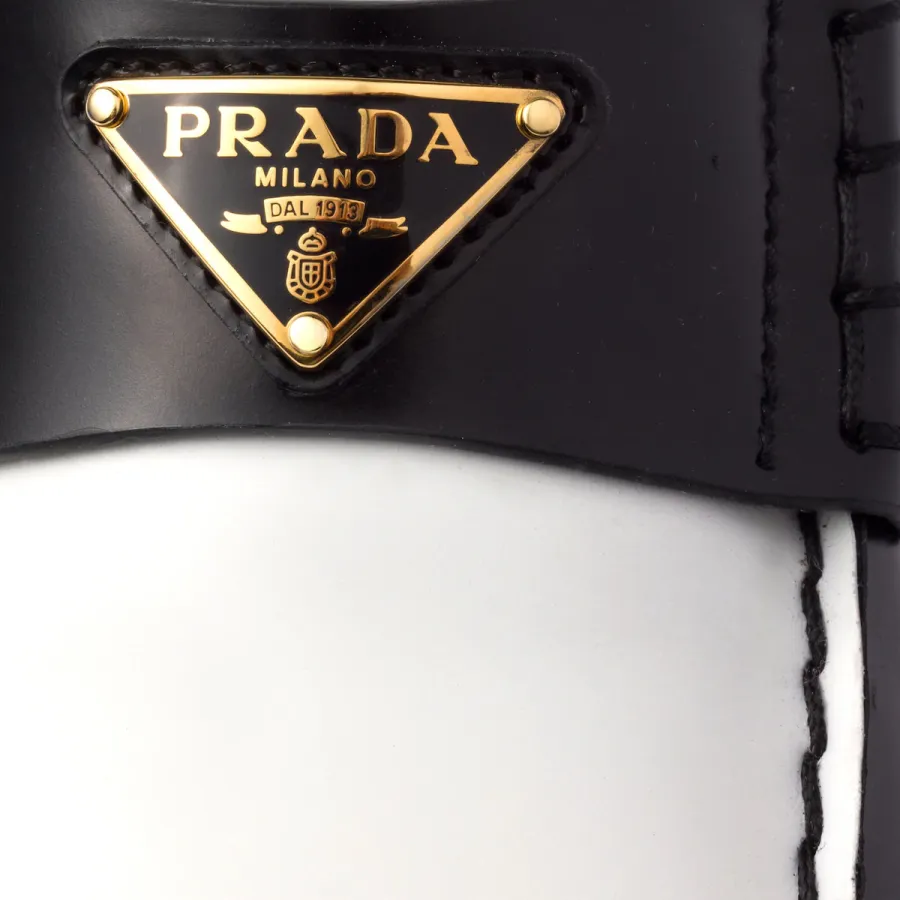 PRADA Two-tone shiny leather loafers