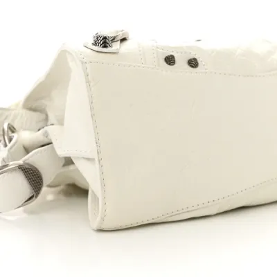 Balenciaga XS Neo Cagole Handbag Optic White Agneau Arena Leather Silver Hardware