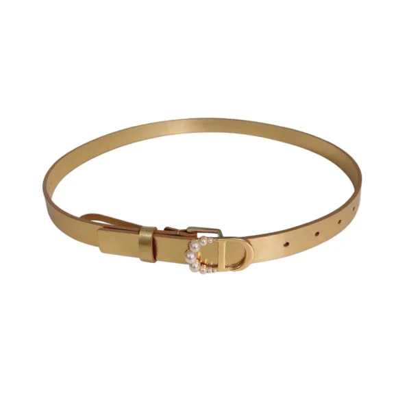 Dior Women' s 30 Montaigne Buckle With Pearls Belt In Brown/Black/Red/White/Cyclamen/Pink/Musturd/Silver/Gold/Blue/Grey Calfskin With Gold/Silver Hardware 20mm - Image 5