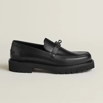 HERMES Icone Black Loafers