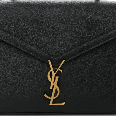 Saint Laurent Medium Cassandra Top Handle Black Classic Monogram Grain De Poudre Leather Aged Gold Hardware