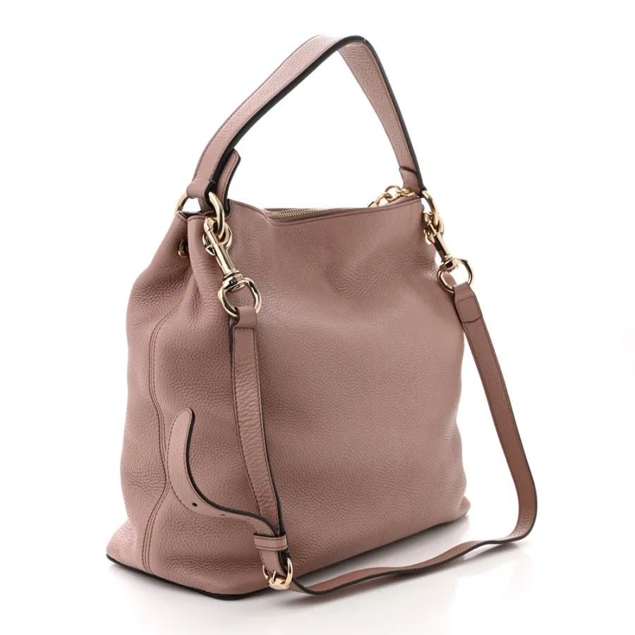 Gucci Large Soho Hobo Camel Pebbled Calfskin Leather Brass Hardware