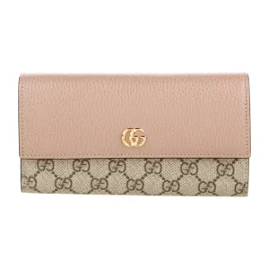 Gucci Medium Printed Continental Wallet Brown/Pink Matelassé Chevron Leather Gold Hardware