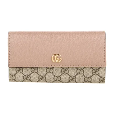 Gucci Medium Printed Continental Wallet Brown/Pink Matelassé Chevron Leather Gold Hardware