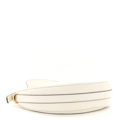 Prada Medium Arque Shoulder Bag White Soft Calfskin Leather Gold Hardware