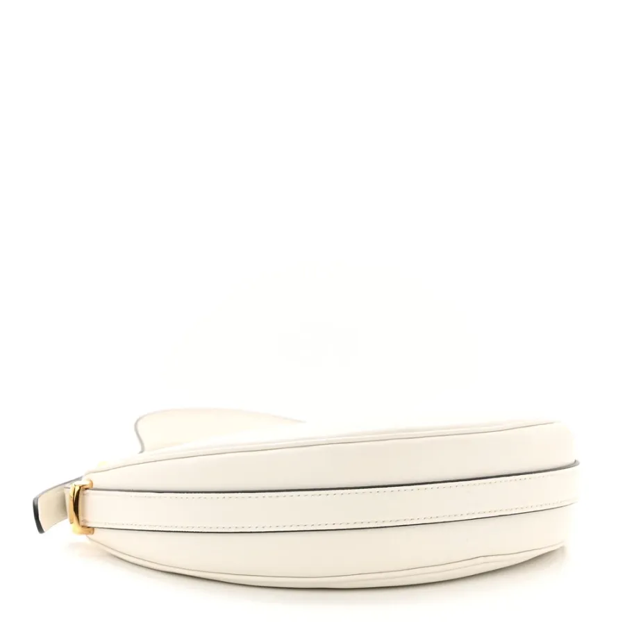 Prada Medium Arque Shoulder Bag White Soft Calfskin Leather Gold Hardware