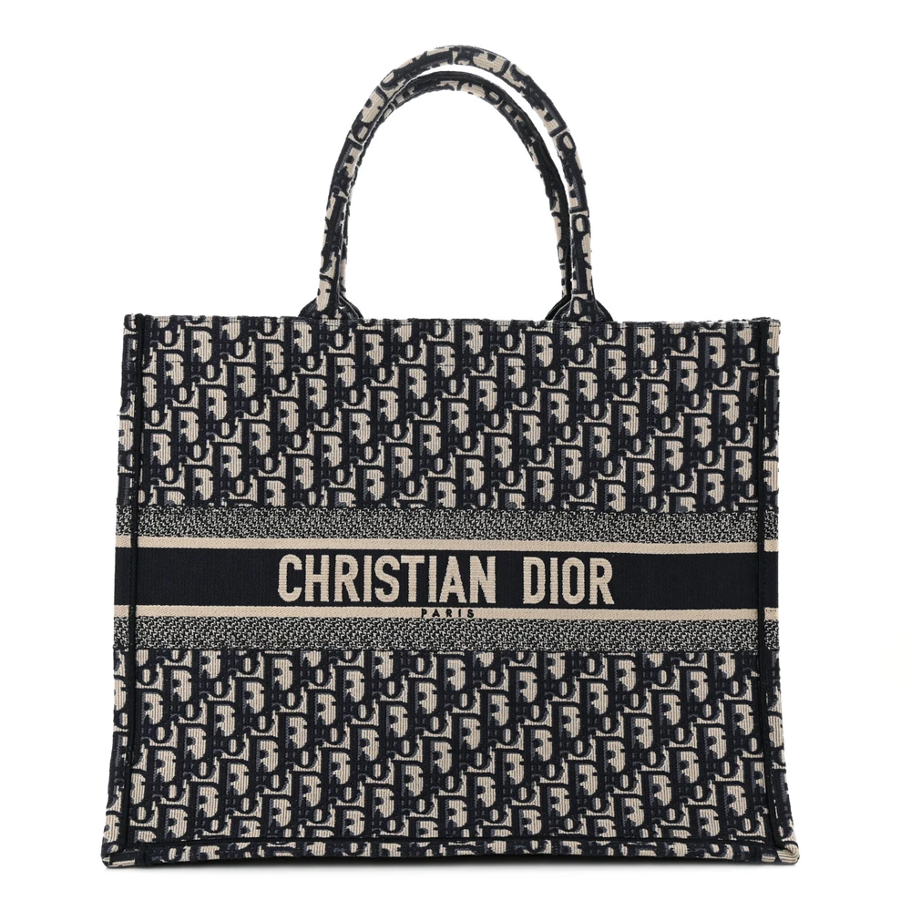 Dior Large Book Tote Azul Multicolor Oblique Canvas