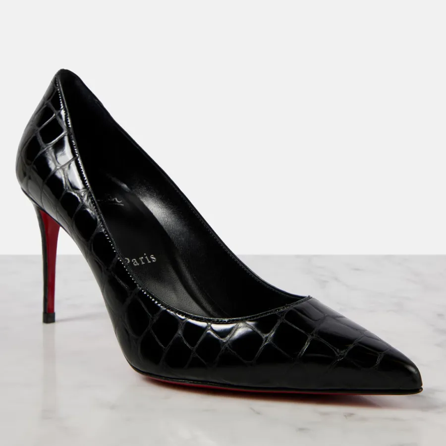 Christian Louboutin Black imitation crocodile leather heels