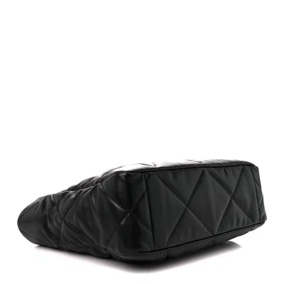 Chanel East-West Shopping Bag Medium Black Chanel 19 Quilted Lambskin Leather Mixed Metal Hardware