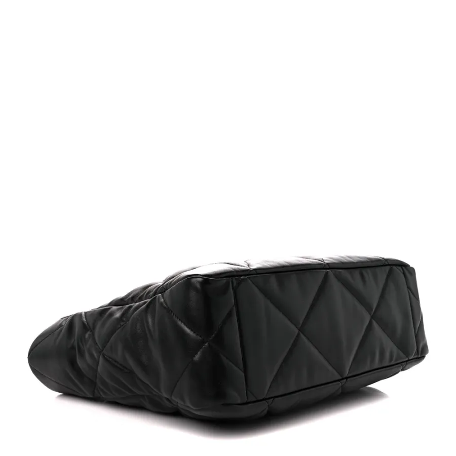 Chanel East-West Shopping Bag Medium Black Chanel 19 Quilted Lambskin Leather Mixed Metal Hardware