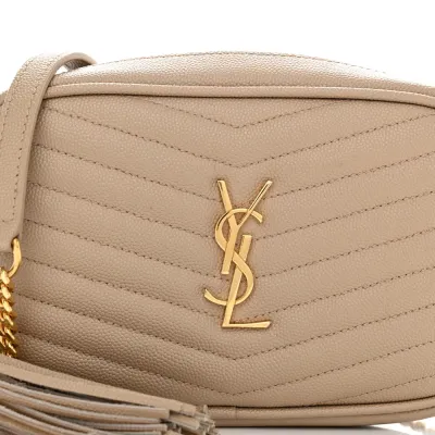 Saint Laurent Mini Lou Camera Bag Dark Beige Monogram Grain De Poudre Matelasse Leather Gold Hardware