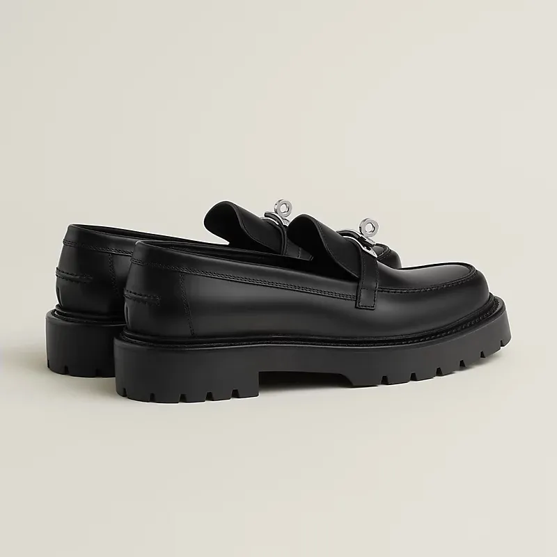 HERMES Icone Black Loafers