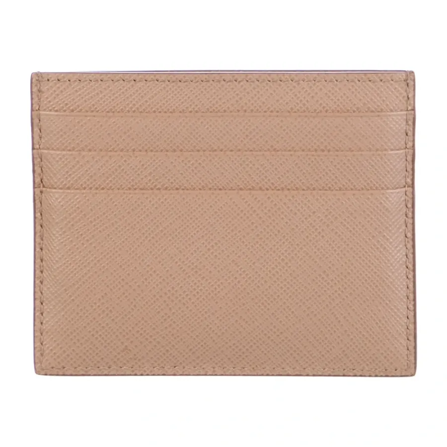 Prada Small Card Holder Neutrals Saffiano Lux Leather Gold Hardware