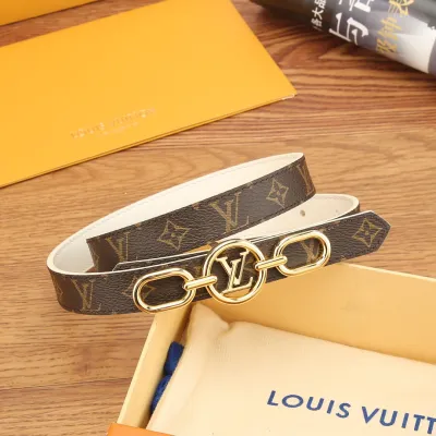 Louis Vuitton Women's Circle Prime Reversible Belt In Pink/Black/White/Brown Calfskin And Monogram Canvas With Gold Hardware 25mm