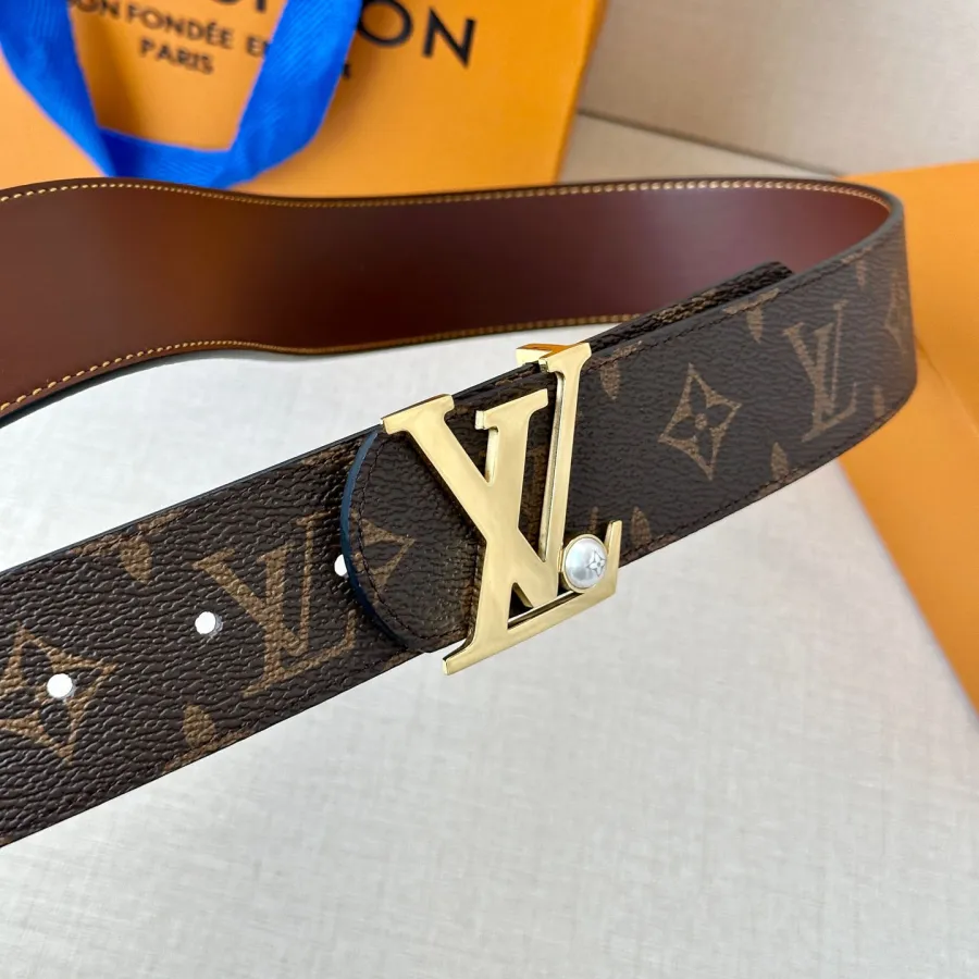 Louis Vuitton Men's Dimension Pearls Reversible Belt In Black/Brown Calfskin And Monogram/Damier Canvas With Gold/Silver Hardware 40mm