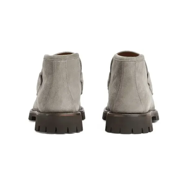 Gucci Round headed grey suede horse collar buckle ankle boots - Image 3