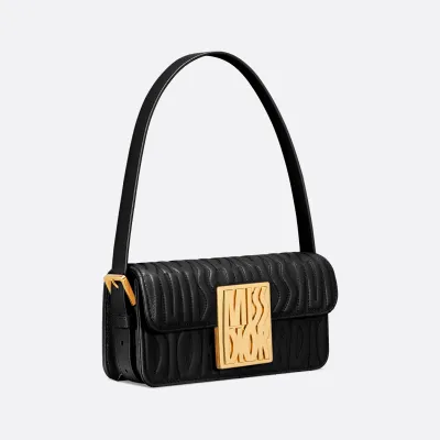 Dior Miss Dior Flap Bag In Black Quilted Miss Dior Allover Calfskin With Gold Hardware
