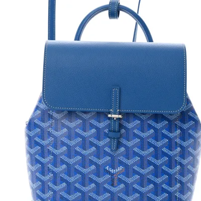 Goyard Mini Alpin Backpack Sky Blue Goyardine Canvas Silver Hardware