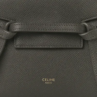 Celine Pico Belt Bag Grey Grained Calfskin Leather Gold Hardware