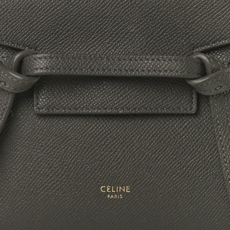Celine Pico Belt Bag Grey Grained Calfskin Leather Gold Hardware