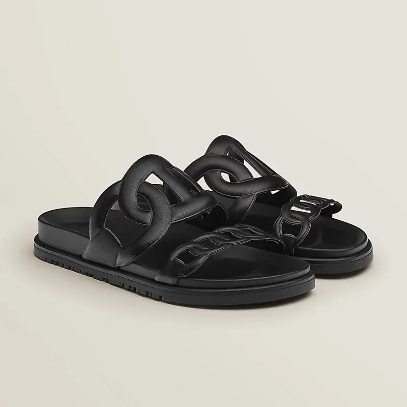 HERMES Extra Black Slippers