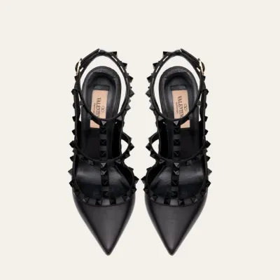 VALENTINO Rivet lace-up heels of the same color (heel height 10cm)