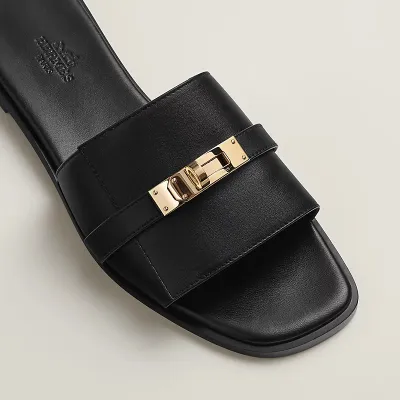 HERMES  Giulia Black Slippers